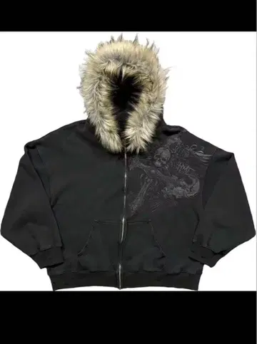 퍼 달린 블랙 후드티 y2k 퍼 후드티 퍼 자켓 그런지