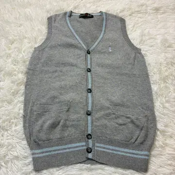 새상품급 이스트 보이 니트 베스트 그레이 x 라이트 블루 9호 M 코튼