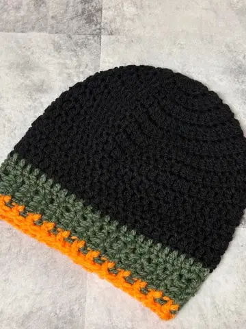 남성용 니트 모자 비니 블랙 짙은 녹색 오렌지 탁한 핸드메이드 니트