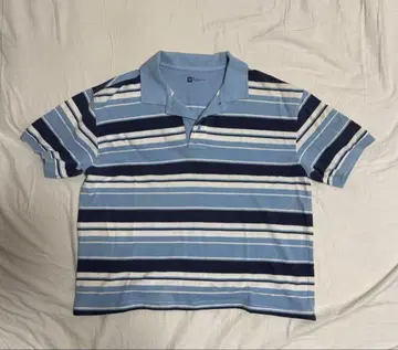 GAP 클래식 핏 피케 셔츠 M 블루 계열 스트라이프