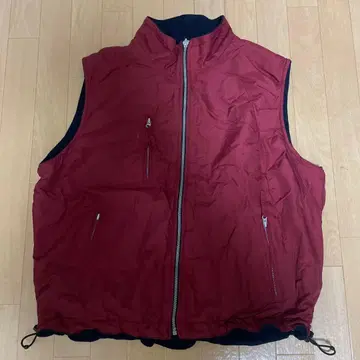 빨간색 슬리브리스 자켓 지퍼 포함