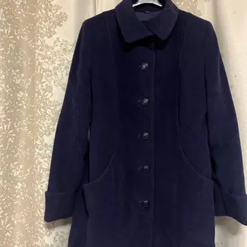 빈티지 버튼 롱 코트 옷깃 레트로 귀여운 두꺼운 원단 따뜻한 양모