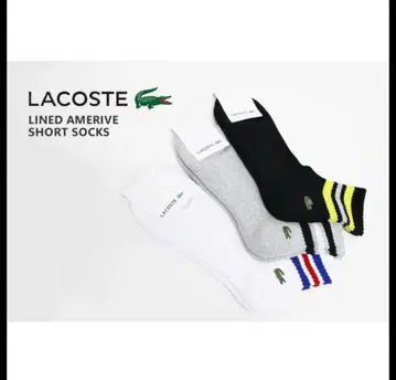 라코스테 일본제 실내 아메리브 숏 삭스 22-24cm 그레이 2켤레