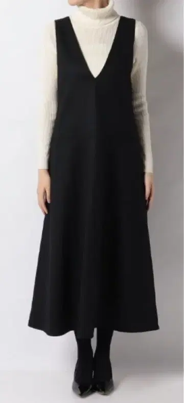 알아바일 allureville 플레어 오버롤 스커트 블랙