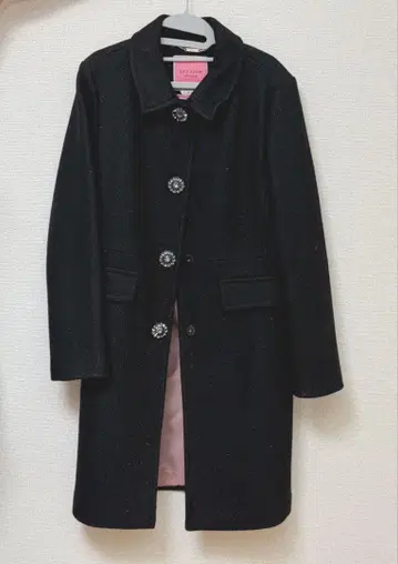 [ 컨디션 최상 ] 케이트 스페이드 롱 코트 블랙 라메 믹스