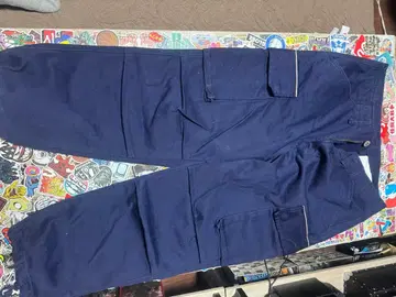 KARAKU 헤비 웨이트 카고 팬츠 적색 귀 네이비