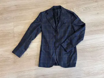 UNITED ARROWS 네이비 계열 체크 테일러드 자켓