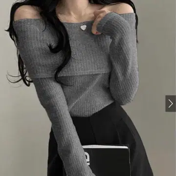 GRL 오프숄더 니트탑[ru1042] 그레이 L 리브 왕홍