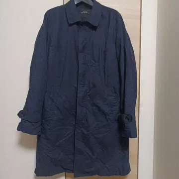 네이비 스텐카라 코트 새틴 안감