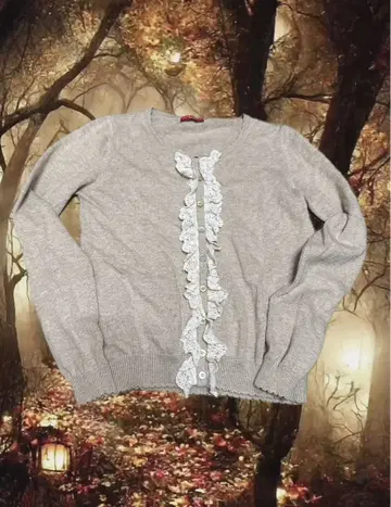 베이지 가디건 프릴 레이스 페어리 모리걸