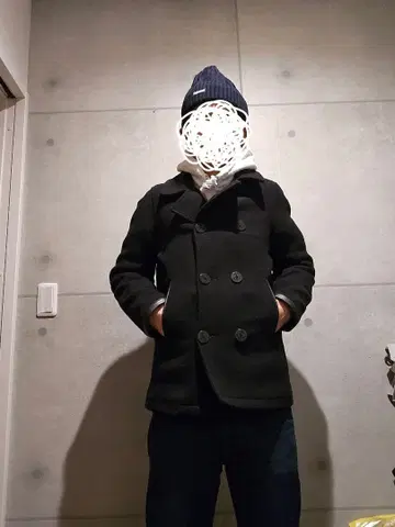 울 피코트 SHIPS 블랙