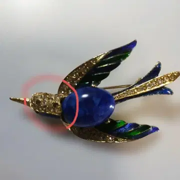 빈티지 새 브로치 파란색 돌 (러시아제)
