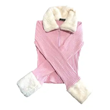 [ S 사이즈 ] 퍼 달린 핑크 여성용 상의 새상품급 귀여움