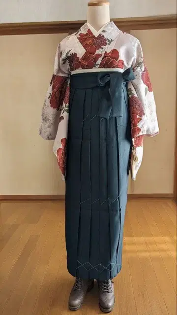 미착용 졸업식 3 니샤쿠소데 기모노 하카마 99cm 반폭 오비