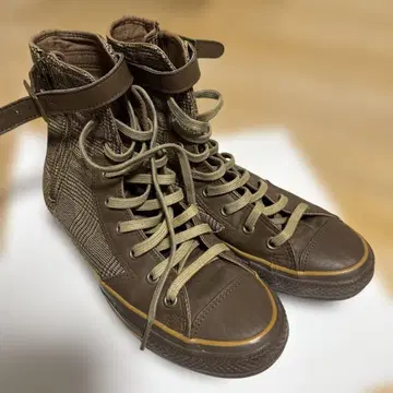 CONVERSE ALLSTAR 하이컷 스니커즈 체크 브라운