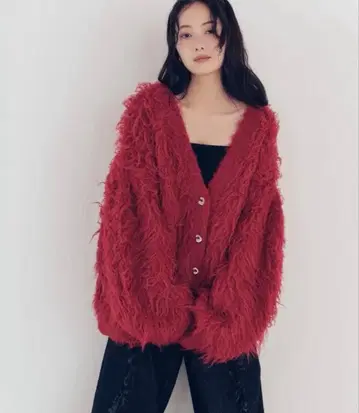 Andequal unique button knit cardigan red