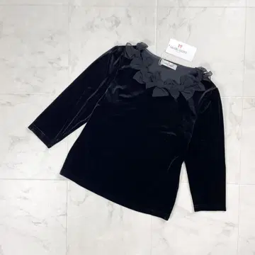 새상품 갤러리 비스콘티 벨로아 리본 티셔츠 블랙 사이즈 2