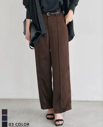 베이스먼트 새틴 와이드 팬츠