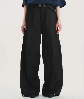 selleglant 리지드 데님 3D 커브 배기 팬츠 블랙 S 사이즈