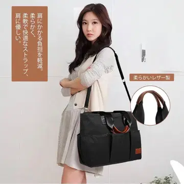 25) 블랙 토트백 숄더 스트랩 포함 포켓 다수 다기능