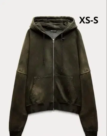 ZARA 유즈드 가공 맨투맨 지퍼 후드티 y2k xs-s