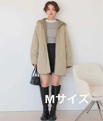 티티베이트 후데트 퀼팅 숏코트 그레이지 M 사이즈