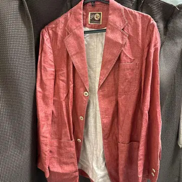 La Contentezza 빨간색 린넨 테일러드 자켓 빈티지 구제 의류