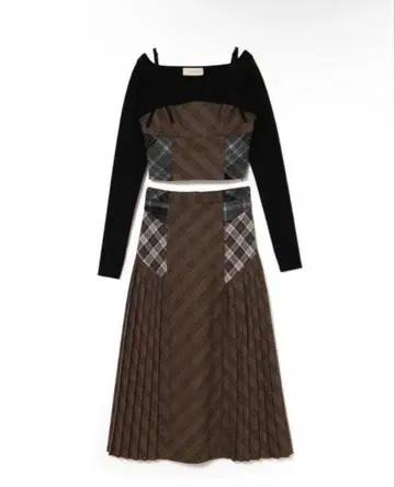 andmarry Emma 체크 세트업 베이지 정품