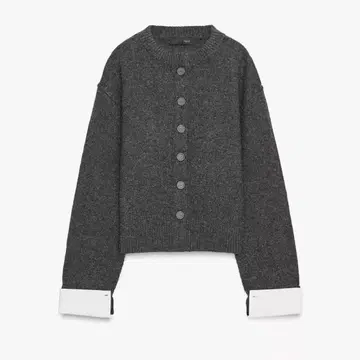 zara 콤비 니트 가디건 그레이