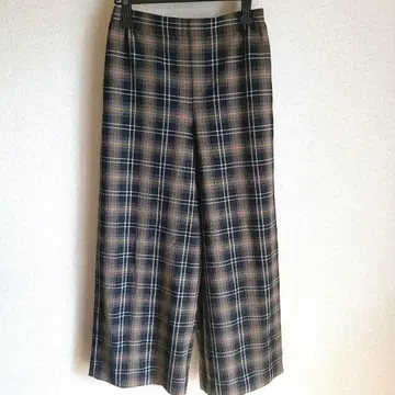 COMME CA 체크 무늬 와이드 팬츠 백 밴딩 블랙 브라운 옐로우 컬러