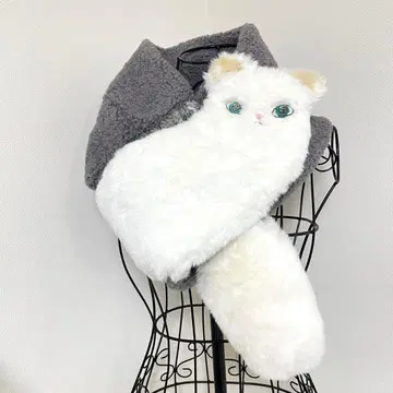 복슬복슬 꼬리 퍼 고양이 롱 머플러