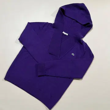 LACOSTE 보라색 후드 부착 니트 스웨터 새상품급
