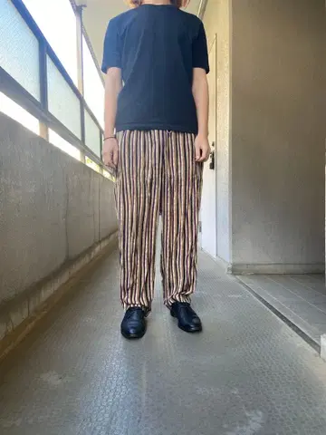 SAG HARBOR 스트라이프 와이드 팬츠 드로우 스트링 포함