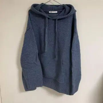 ZAPA 후드 부착 니트 블루