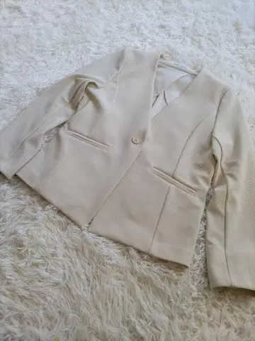 알파벳 알파벳 노카라 자켓 화이트 베이지 F 사이즈