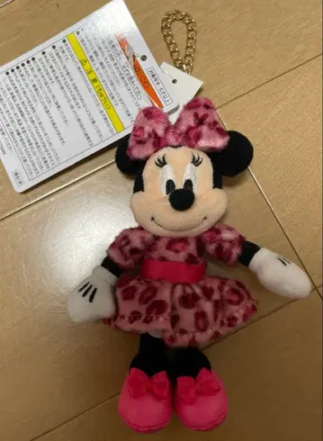 디즈니 미니 레오파드 무늬 봉제 인형 참 핑크