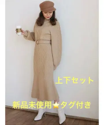 ROYALPARTY 프티 하이 케이블 니트 셋업