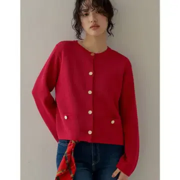 Re:EDIT 메탈릭 버튼 가디건 레드
