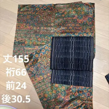 순수 실크 이중 기모노 사라사