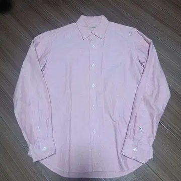 코튼 버튼 다운 핑크 긴팔 셔츠