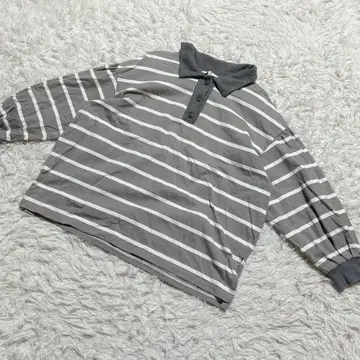 [ c6568 ] H&M 티셔츠 긴팔 보더 그레이 화이트