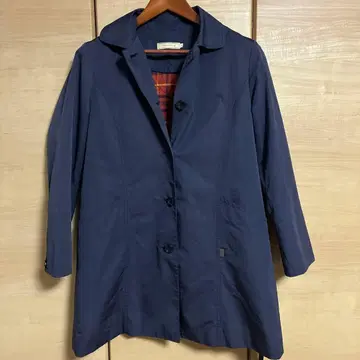 크로커다일 네이비 스텐카라 코트 라이너 오렌지 체크 L