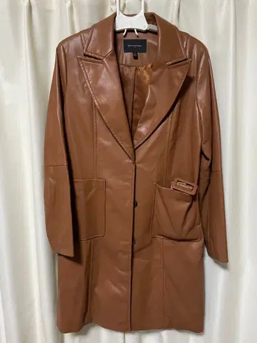 BANANA REPUBLIC 브라운 인조 가죽 롱 코트 M