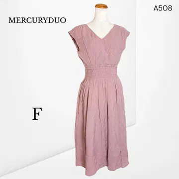 머큐리 듀오 허리 셔링 V넥 원피스 더스티 핑크 F