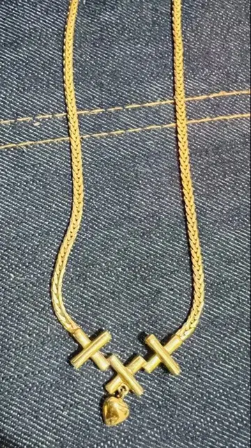 골드 크로스 하트 참 목걸이