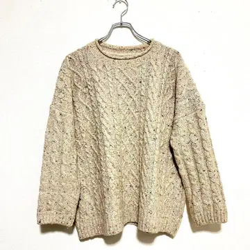 민족 밧줄 패턴 긴팔 동양인풍 케이블 짜임 하이 게이지 크루넥 둥근넥