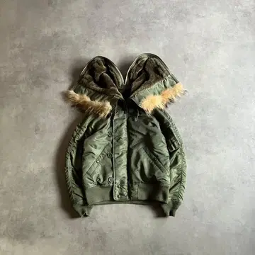 AVIREX N2B 퍼 짧은 기장 플라이트 자켓 카키 y2k M