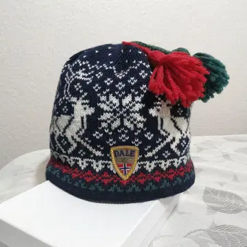다알레 오브 노르웨이 니트 모자 노르딕 무늬 울 네이비
