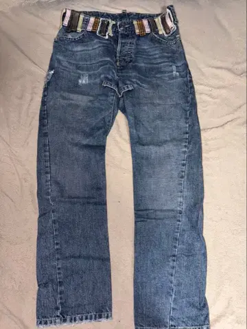 디스퀘어드 DC/DC 블리치 데미지 크러쉬 멀티 컬러 벨트