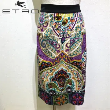 ETRO 페이즐리 무늬 타이트 스커트 사이즈 38 코튼 이탈리아제